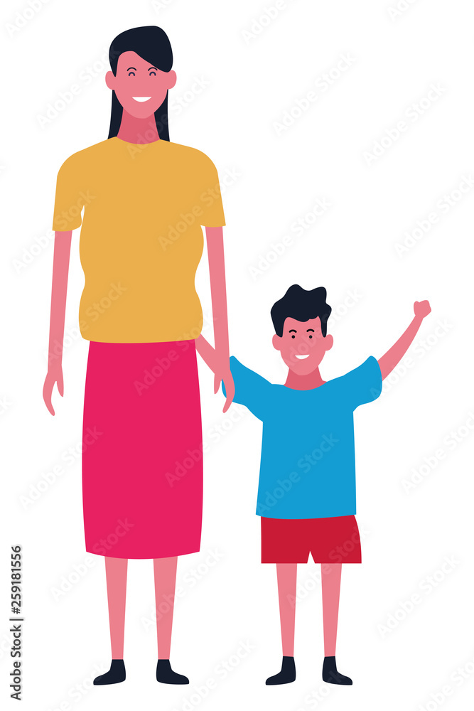 Family and kids cartoons isolated Family and kids cartoons isolated