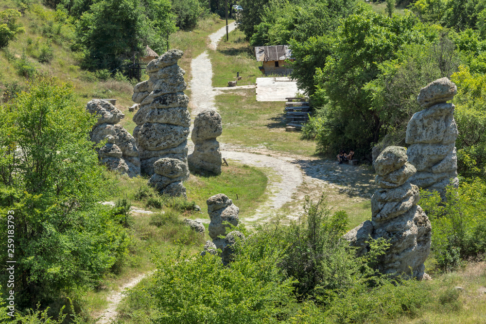 Rock formation The Stone Dolls of Kuklica near town of Kratovo, Republic of North Macedonia