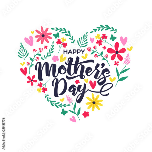 Mothers Day card of cute spring flower doodles