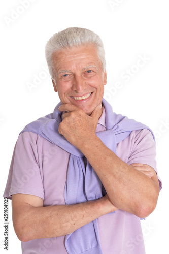 Portrait of senior man isolated on white background