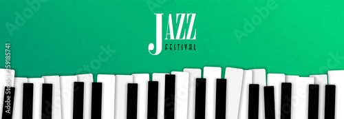 Jazz music event banner with piano background