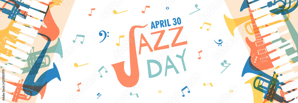 Φωτογραφία Jazz Day banner of music band instruments
