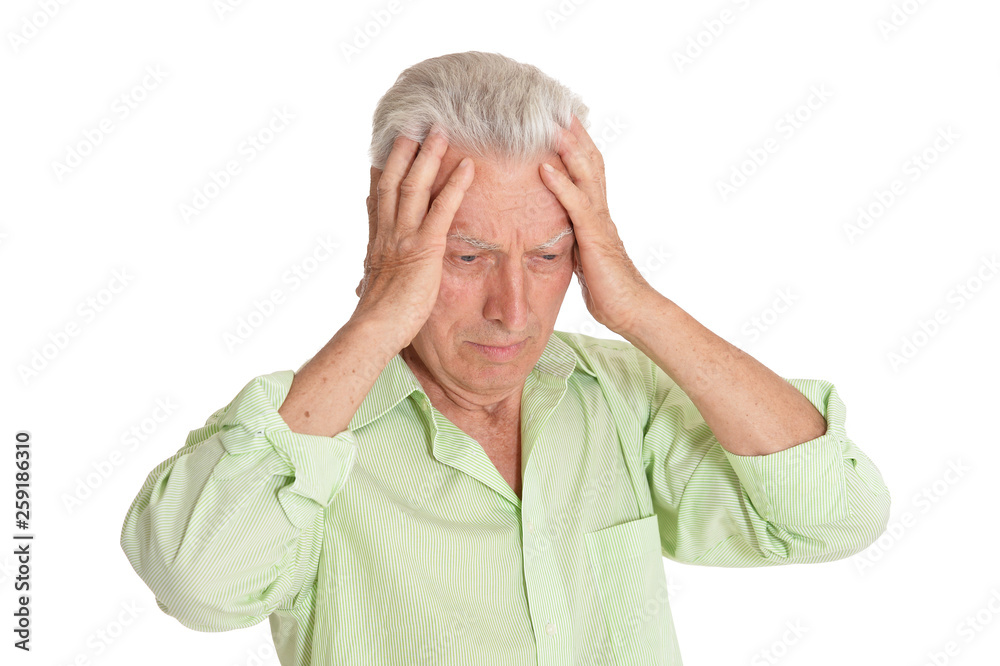 Close up portrait of senior man on white background Close up portrait of senior man on white background