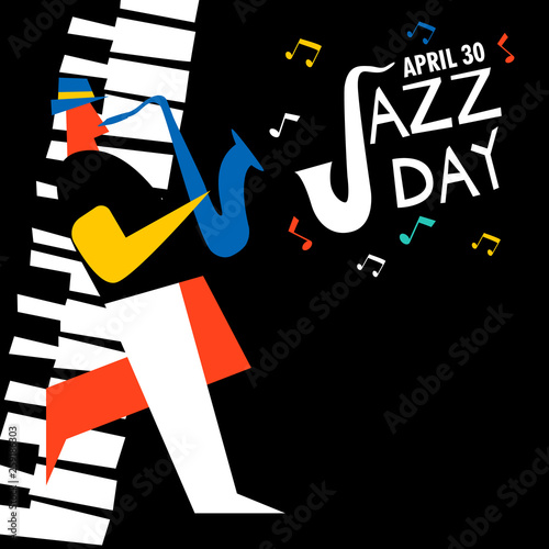 Jazz Day card of saxophone player in concert