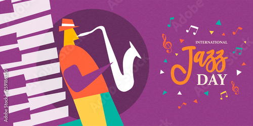 International Jazz day poster of saxophone player