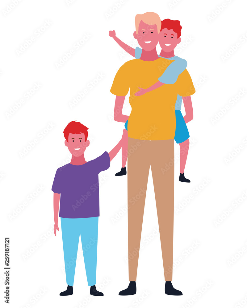 Family and kids cartoons isolated Family and kids cartoons isolated