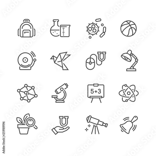 vector icons of school subjects