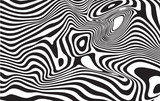 Black and white wave stripe optical abstract design.