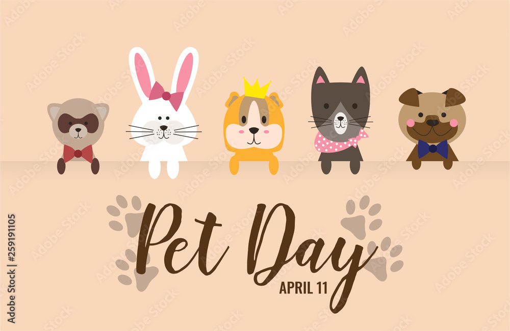 Pet day card or background. vector illustration. Pet day card or background. vector illustration.