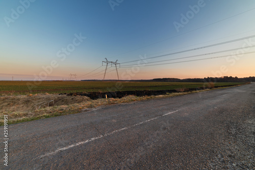 View of electrics, electric lines on the background of blue sky and good weather.  © reme80