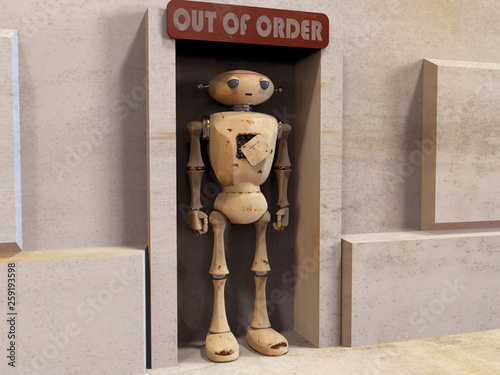 3d illustration of an old robot