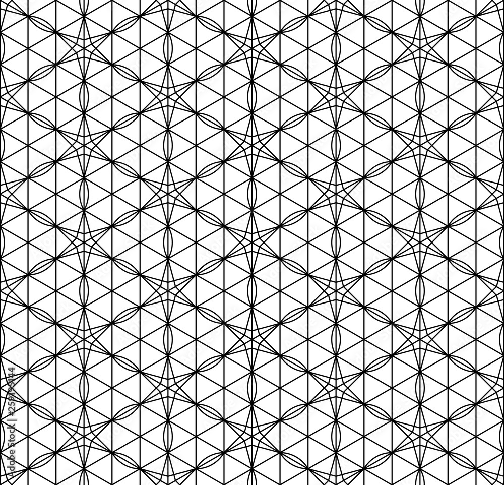 Seamless pattern based on Japanese geometric ornament .Black and white. Seamless pattern based on Japanese geometric ornament .Black and white.