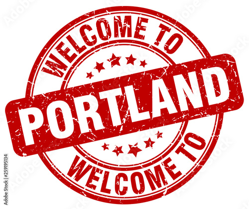 welcome to Portland red round vintage stamp