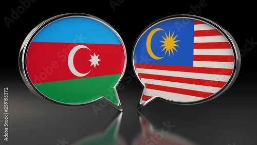 Free Download Azerbaijan and Malaysia flags with Speech Bubbles. 3D Illustration - GFXLoad