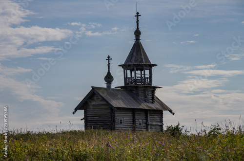 Old wooden church, chapel Holy Face, Kizhi island, Karelia, Russia