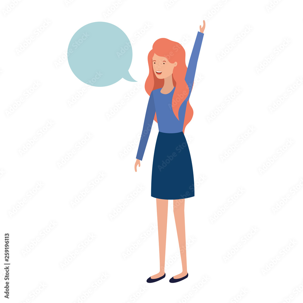 young woman with speech bubble avatar character young woman with speech bubble avatar character