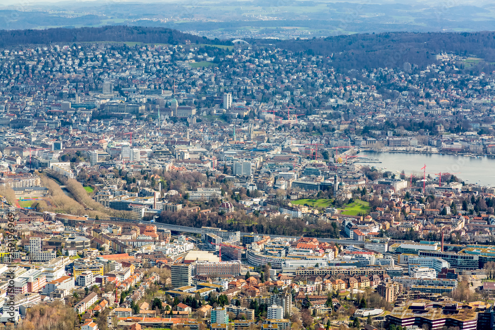 View from the Uetliberg mountain of Zurich city