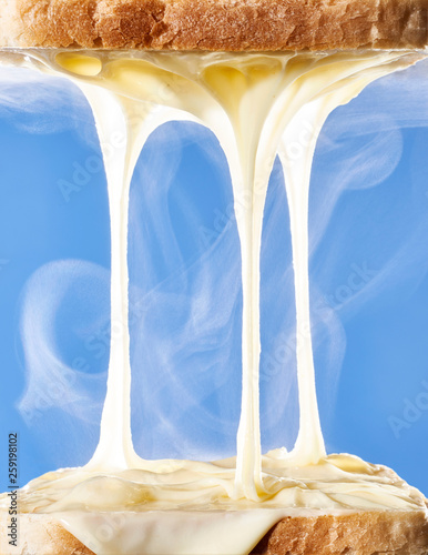 Close up of cheese pull