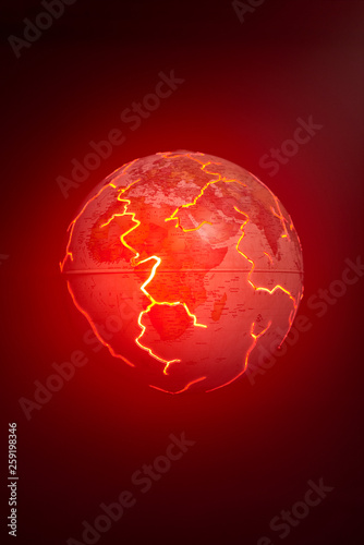 Globe against red background