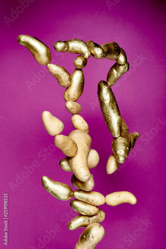 Potatoes against purple background