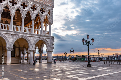 Dawn over the Doges Palace in Venice's St. Mark's Square, Italy © Stefanos Kyriazis