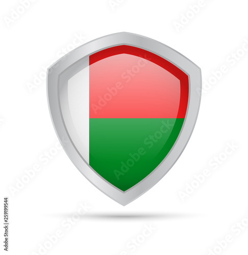 Free Download Shield with Madagascar flag on white background. - GFXLoad