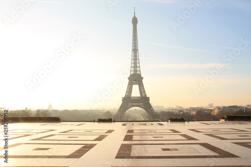 Amazing sunrise and beautiful sky over the Eiffel tower and river seine, Paris capital and the most populous city of France