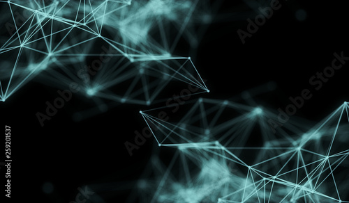 Abstract polygonal neural space background with connection structure. 3d rendering  illustration