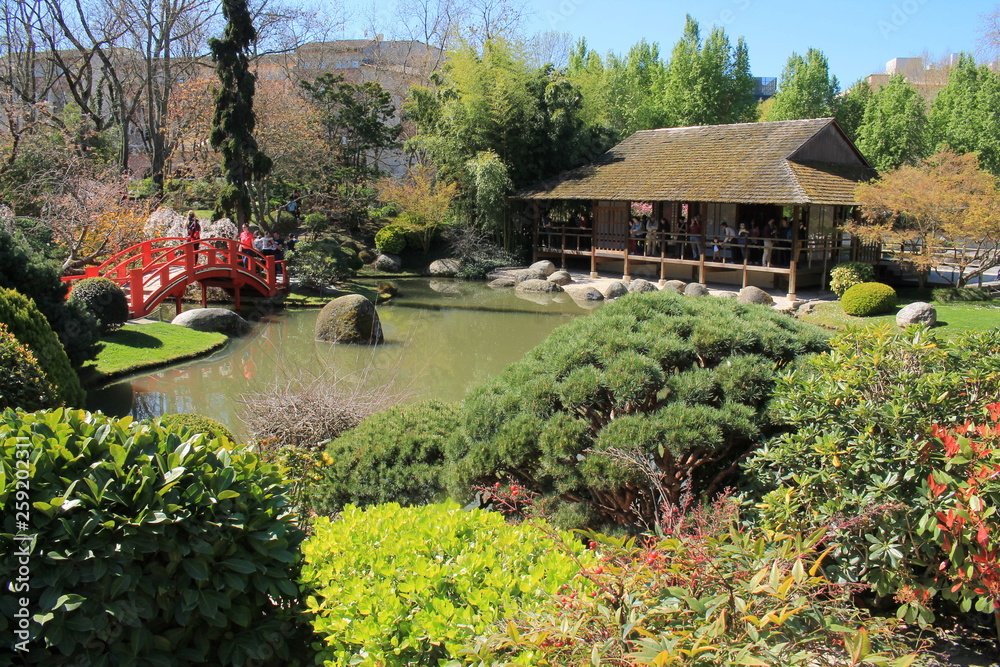 The beautiful Japanese garden in Toulouse, the French pink city and city of Art and History, France