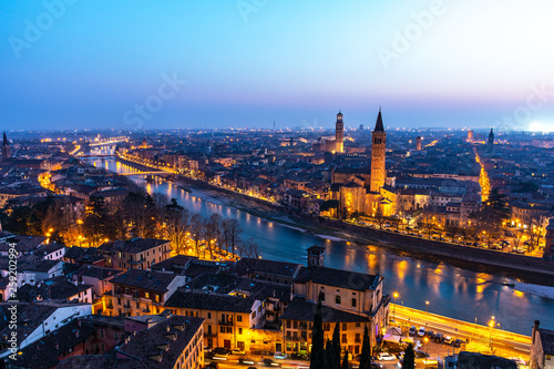 Beautiful sunset view of Verona, Veneto region, Italy