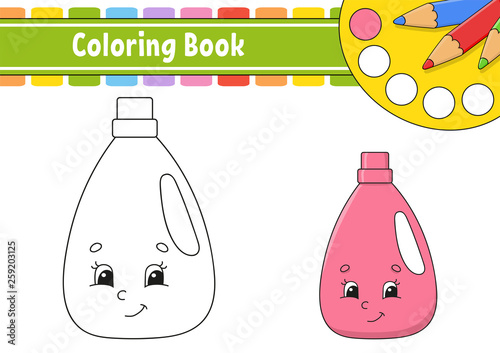 Coloring book for kids. Cheerful character. Vector illustration. Cute cartoon style. Hand drawn. Fantasy page for children. Isolated on white background.