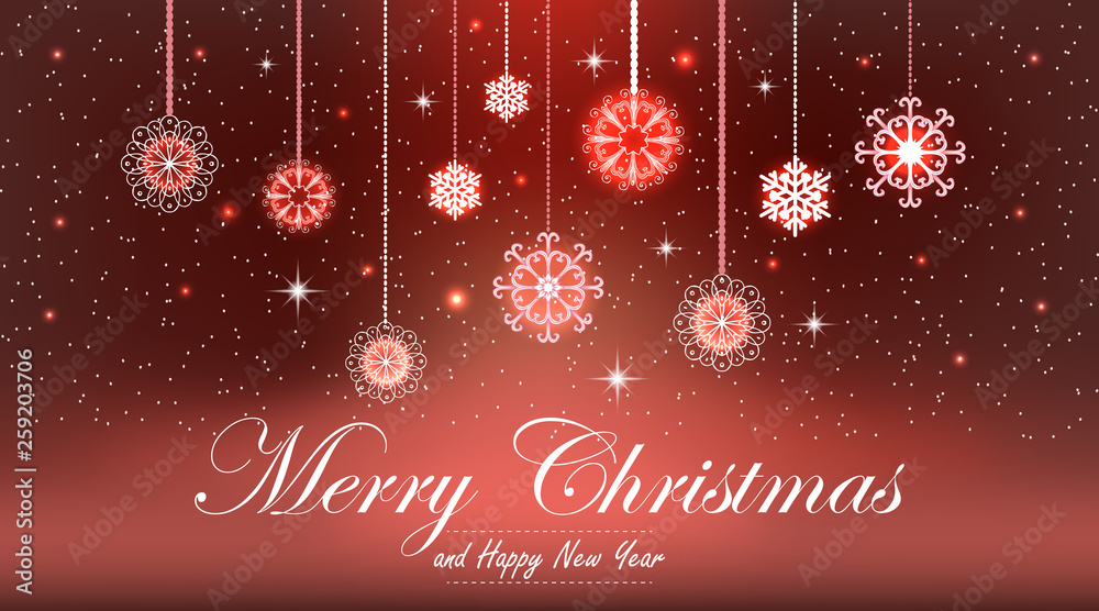 Naklejka premium Abstract Christmas Background. Snowflakes, night sky.