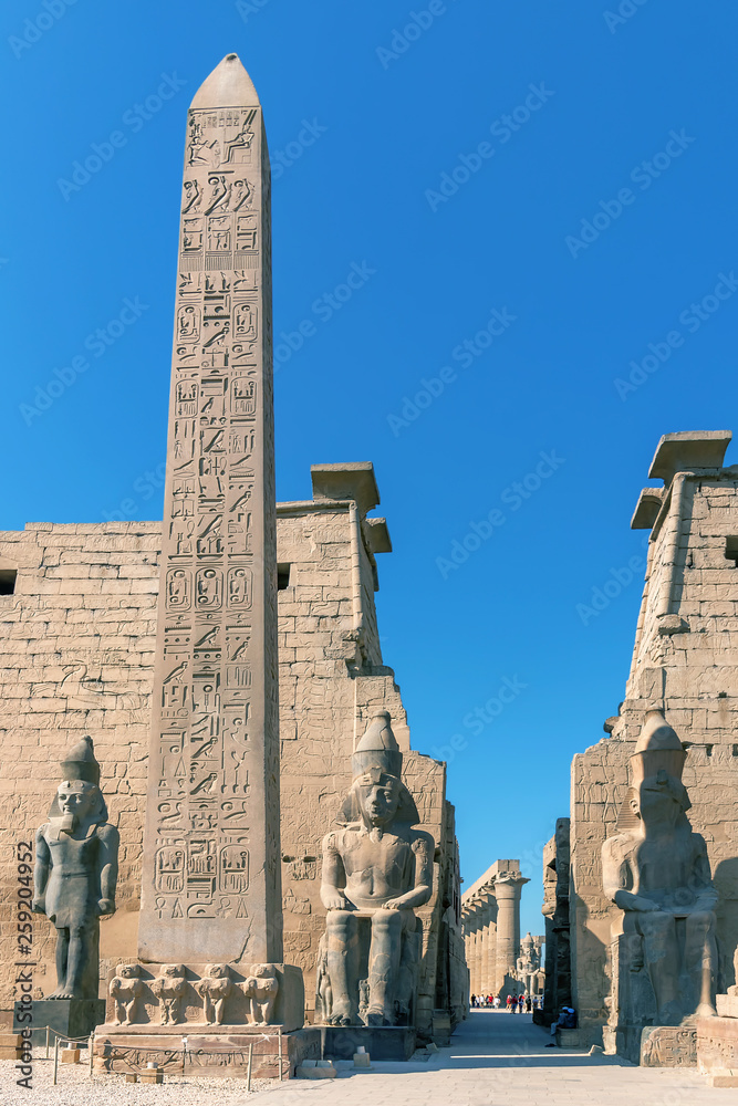 Luxor Temple, a large Ancient Egyptian temple complex located on the east bank of the Nile River in the city today known as Luxor (ancient Thebes).