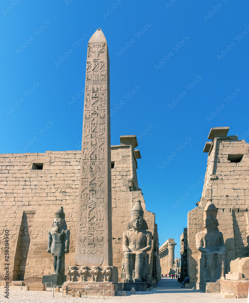 Luxor Temple, a large Ancient Egyptian temple complex located on the east bank of the Nile River in the city today known as Luxor (ancient Thebes).