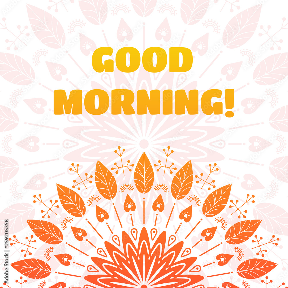 Cheerful Banner Template With Good Morning Wish Folk And Boho Style Print Stock Vector Adobe Stock