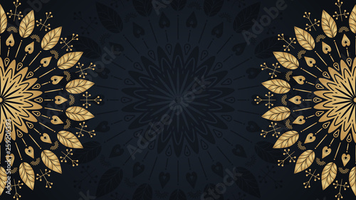 Obraz na płótnie Gold mandala template background with place for text. Vector floral illustration w salonie