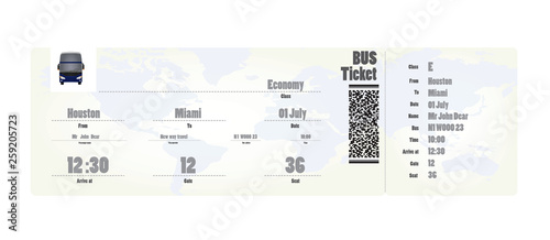 Bus ticket. vector illustration