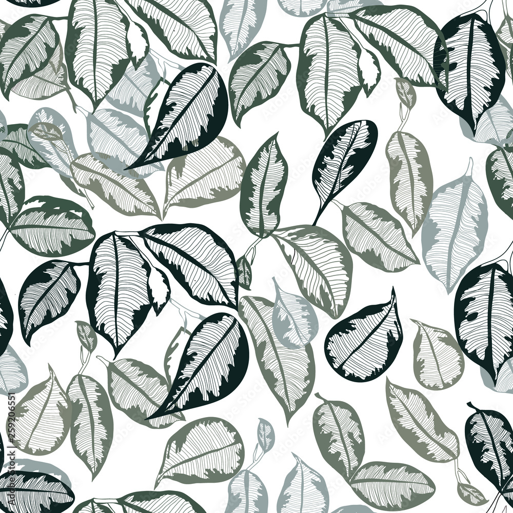 Obraz premium leaves tropical botanical foliage seamless pattern