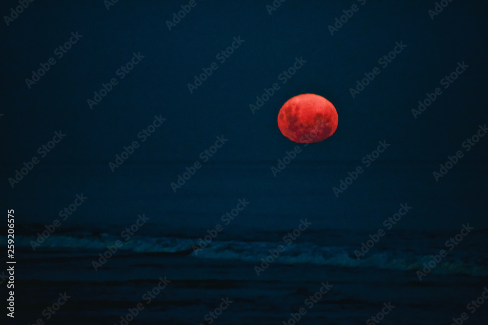 Super moon coming out of the sea. Super moon coming out of the sea.