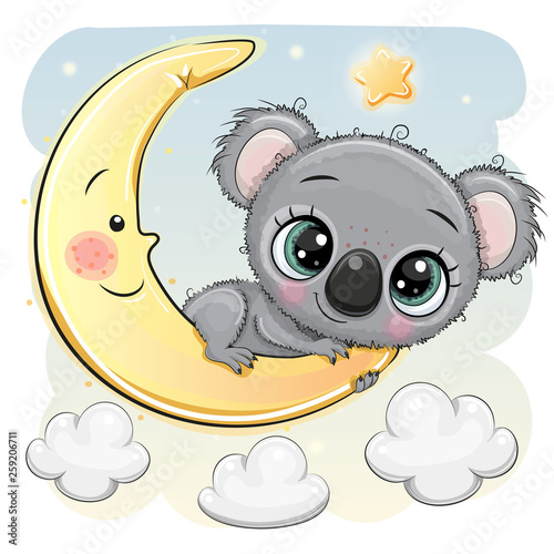 Cute Cartoon Koala on the moon