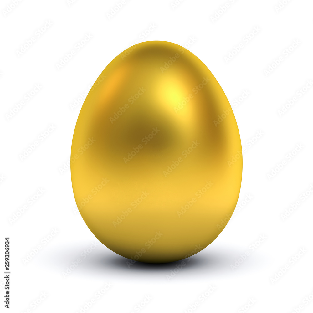Gold egg isolated over white background with reflection and shadow 3D rendering Gold egg isolated over white background with reflection and shadow 3D rendering