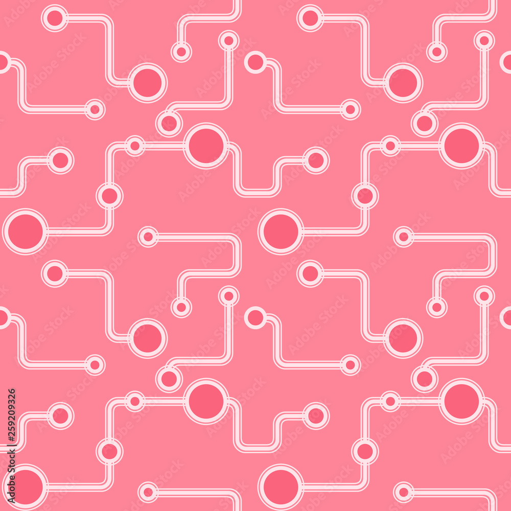 Light pink abstract hand-drawn sketch. Vector circuit pattern for textile, prints, wallpaper, wrapping paper, web decor etc.
