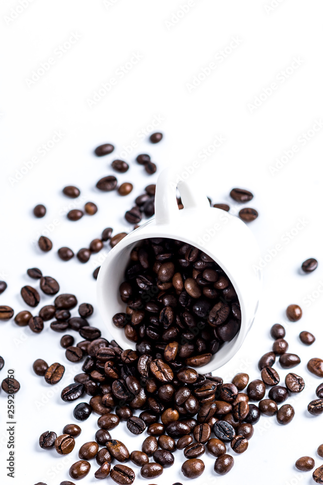 Cup with coffee bean on white Cup with coffee bean on white