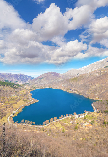 Lake Scanno (L'Aquila, Italy) - When nature is romantic: the heart - shaped lake on the Apennines mountains, in Abruzzo region, central Italy