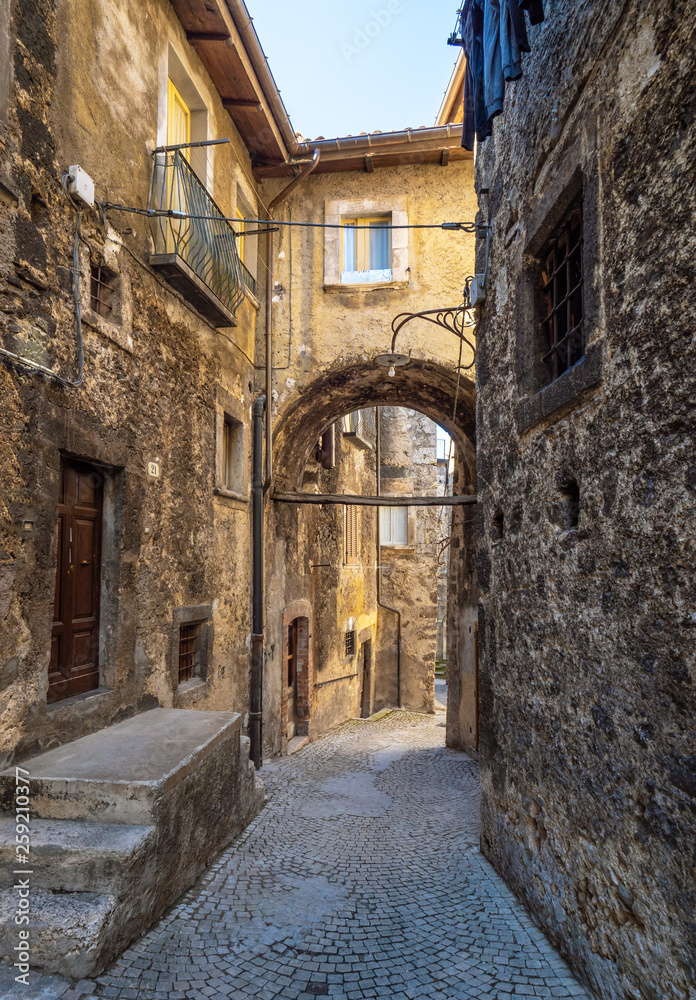 Scanno (Abruzzo, Italy) - The medieval village of Scanno, plunged over a thousand meters in the mountain range of the Abruzzi Apennines, province of L'Aquila, with famous heart - shaped lake