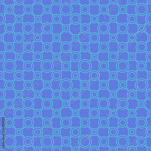 Simple classic geometric ornament with blue lines and circles. Vector seamless pattern for textile  prints  wallpaper  wrapping paper  web decor etc.