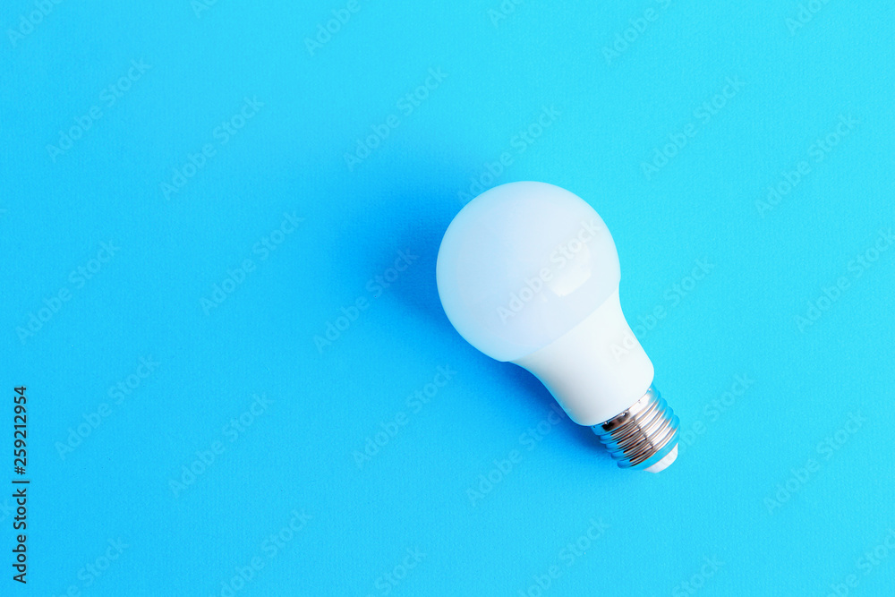 white energy saving LED light blue background white energy saving LED light blue background