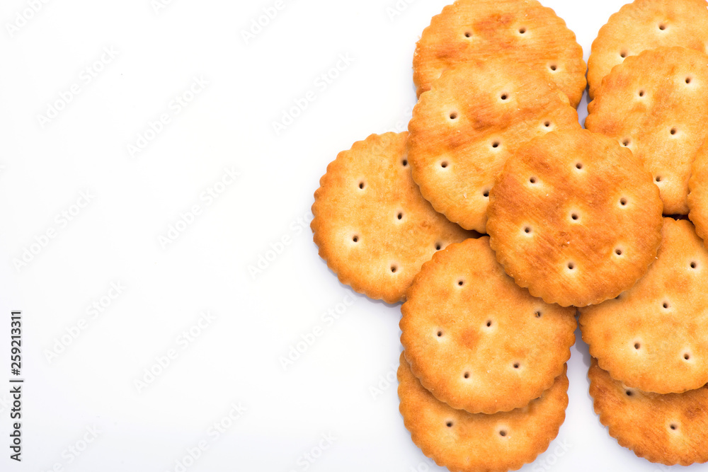 crackers closeup. crackers on a white background. biscuit crackers closeup. crackers on a white background. biscuit