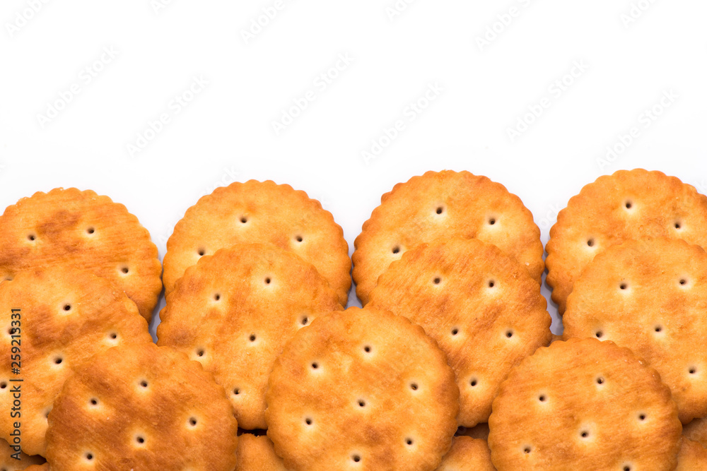 crackers closeup. crackers on a white background. biscuit crackers closeup. crackers on a white background. biscuit