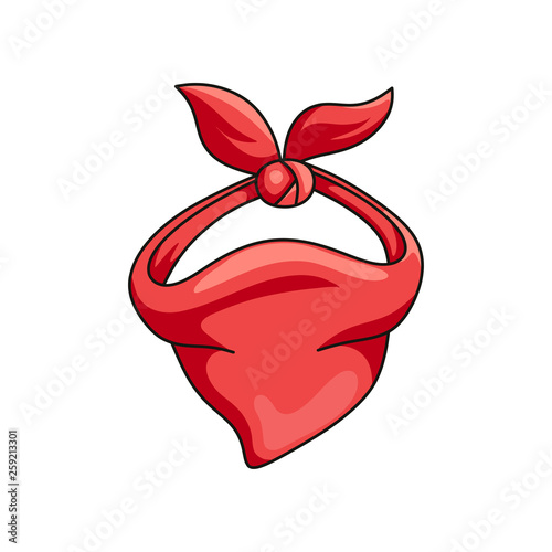 Red cowboy bandana neck scarf isolated on white background